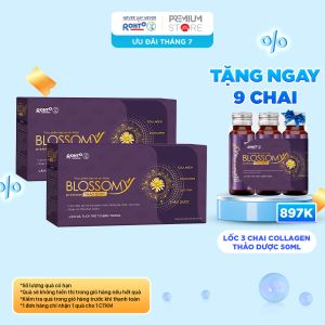 Combo 2 hộp Thực phẩm bảo vệ sức khoẻ giúp Giảm stress Ngủ sâu Sáng khỏe da Blossomy Premium  Thảo Dược Collagen (hộp 10 chai x 50ml)
