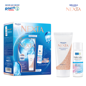 HỘP QUÀ: Tinh chất serum chống nắng Skin Aqua Nexta Shield Serum UV Essence SPF50+ PA++++ 50g (Tặng Nước tẩy trang Hada Labo)